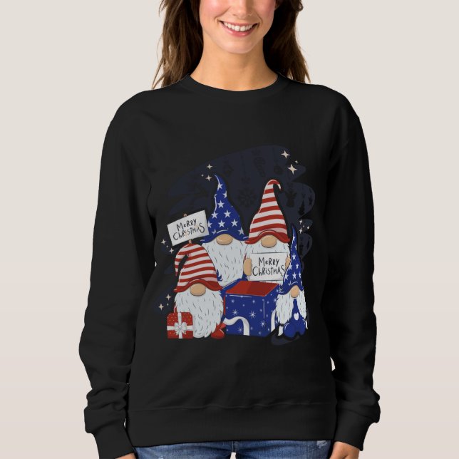 Xmas Santa Hat American Merry Christmas Gnomes Sweatshirt (Front)
