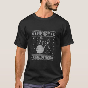 Xmas Santa Hat Bowling Design Funny Ugly Christmas T-Shirt