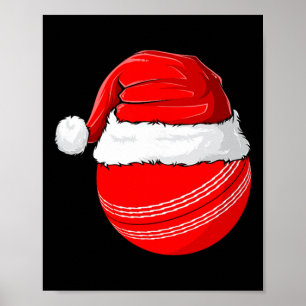 Xmas Santa Hat Christmas Cricket Poster
