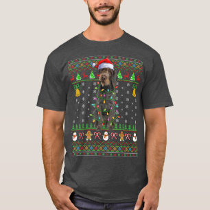 Xmas Santa Hat German Wirehaired Pointer Dog Ugly  T-Shirt