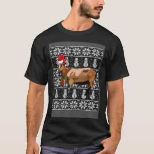 Xmas Santa Hat Goat Farm Animal Ugly Christmas T-Shirt