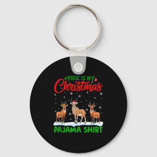 Xmas Santa Hat Reindeer Antelope Christmas Pajama  Key Ring