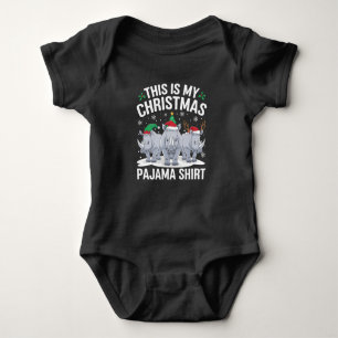 Xmas Santa Hat Reindeer Rhino Christmas Pajama  Baby Bodysuit