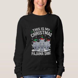 Xmas Santa Hat Reindeer Rhino Christmas Pajama Sweatshirt