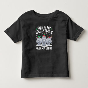 Xmas Santa Hat Reindeer Rhino Christmas Pajama Toddler T-Shirt