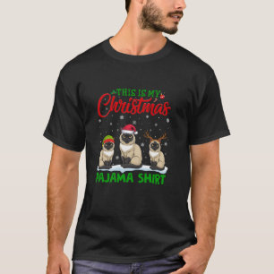 Xmas Santa Hat Reindeer Siamese Cat Christmas Paja T-Shirt