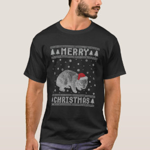 Xmas Santa Hat Wombat Design Funny Ugly Christmas  T-Shirt
