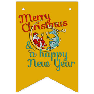 Xmas - SANTA & REINDEER - Christmas - New Year Bunting