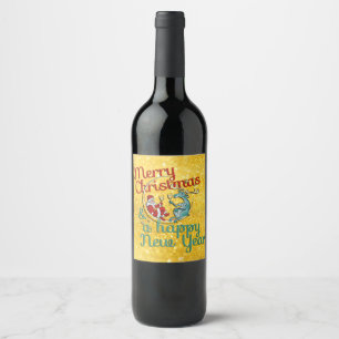 Xmas - SANTA & REINDEER - Christmas - New Year Wine Label