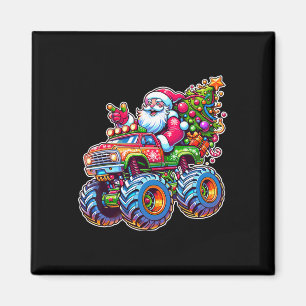 Xmas Santa Riding Funny Christmas Monster Truck Bo Magnet