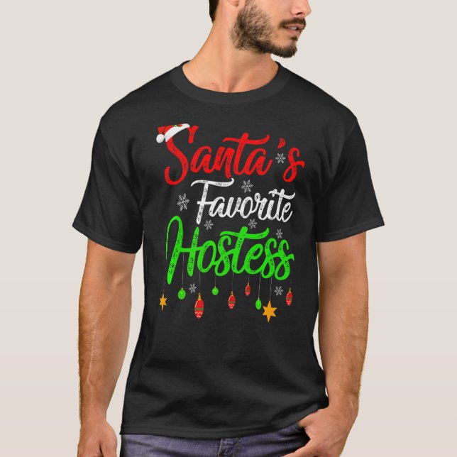Xmas Santa S Favourite Hostess Christmas T-Shirt (Front)