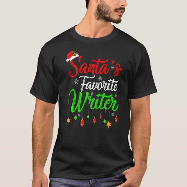 Xmas Santa S Favourite Writer Christmas T-Shirt (Front)