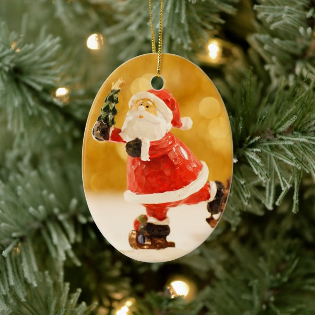 XMAS SANTA SKATER TREE CERAMIC TREE DECORATION (Tree)