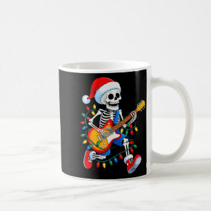 Xmas Santa Skeleton Playing Guitar Rock Funny Chri Coffee Mug