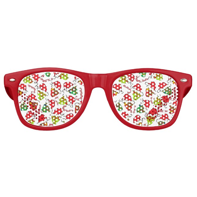 Xmas Santa Sugar Skulls Retro Sunglasses (Front)
