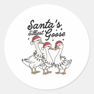 Xmas Santa's Silliest Goose Light Adult Humour Ani Classic Round Sticker