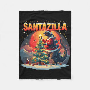 Xmas Santazilla Funny Christmas Holiday Monster Di Fleece Blanket