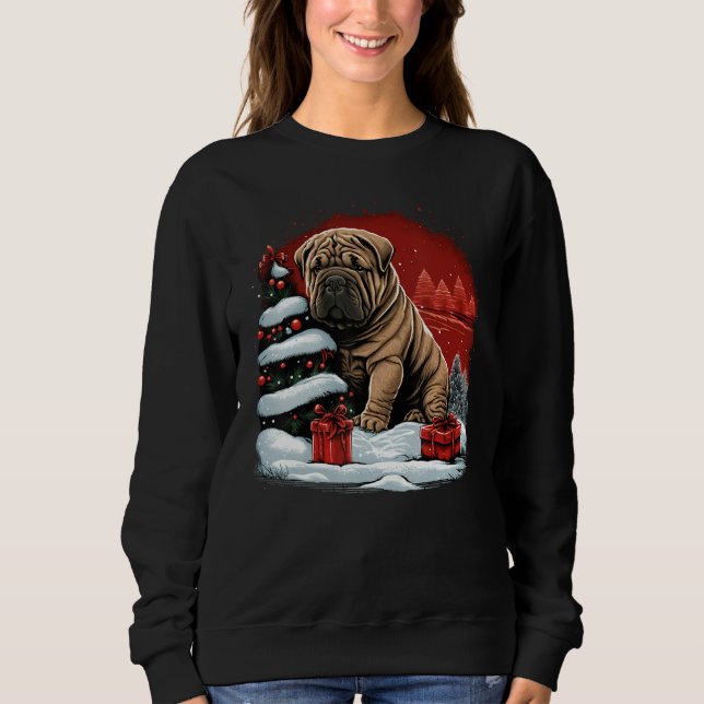 Xmas Shar Pei Santa on Christmas Shar Pei Sweatshirt (Front)