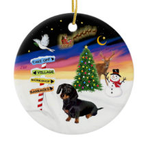Xmas Signs - Black-Tan Dachshund #14