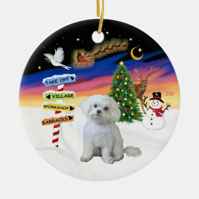 Xmas Signs - Maltese #11 Ceramic Tree Decoration (Front)