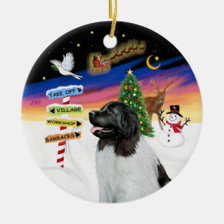Xmas Signs - Newfie Landseer Ceramic Tree Decoration