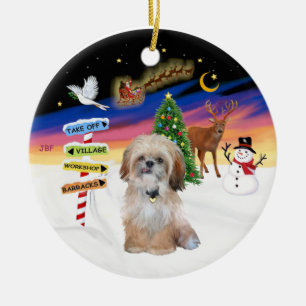 Xmas Signs - Shih Tzu (P) Ceramic Tree Decoration