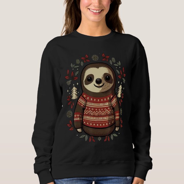 Xmas Sloth Santa on Christmas Sloth Sweatshirt (Front)