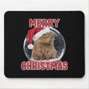 Xmas Snow Globe Merry Christmas Capybara Mouse Pad