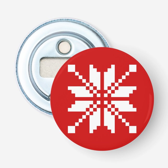 Xmas Snowflake Christmas Pattern Bottle Opener (Front)
