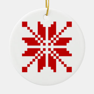 Xmas Snowflake Christmas Pattern Ceramic Tree Decoration