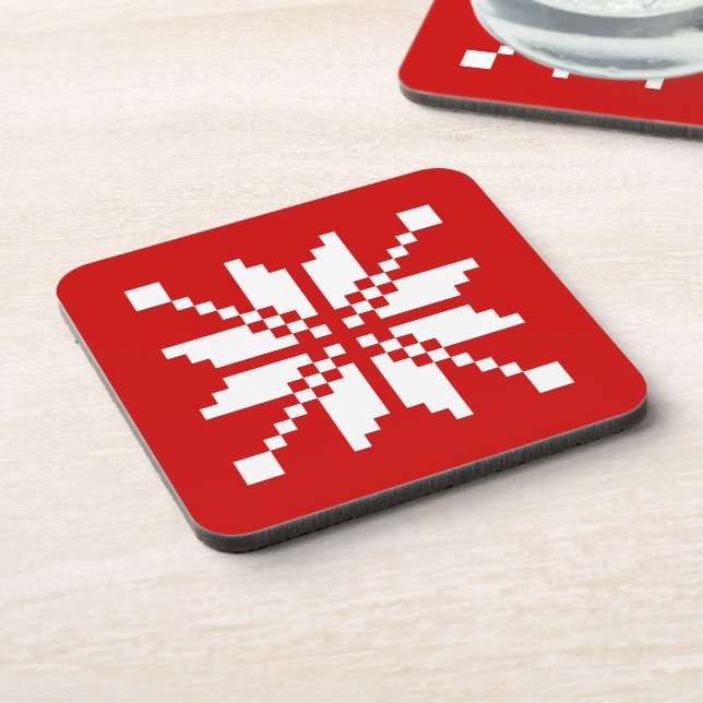 Xmas Snowflake Christmas Pattern Coaster (Left Side)