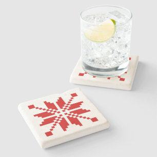 Xmas Snowflake Christmas Pattern Stone Coaster