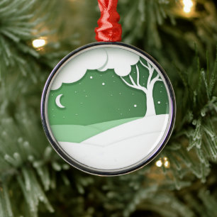 XMAS SNOWY HILLS METAL TREE DECORATION