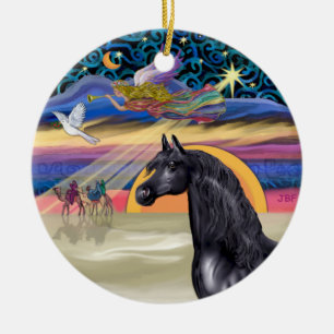 Xmas Star - Arabian Horse (black) Ceramic Tree Decoration