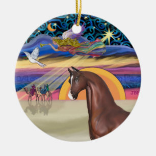 Xmas Star - Horse (brown) Ceramic Tree Decoration