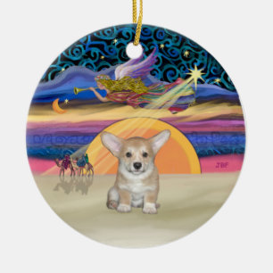 Xmas Star - Pembroke Welsh Corgi Puppy Ceramic Tree Decoration