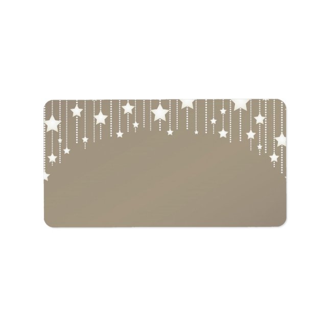 Xmas stars garland white and beige craft  label (Front)