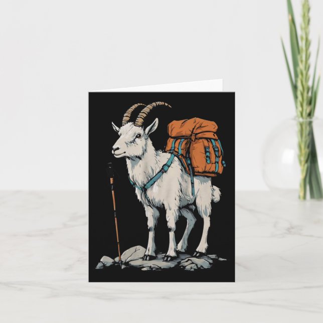 Xmas Store Mountain Goat Backpacker Camping Hiking Card (Front)