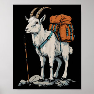 Xmas Store Mountain Goat Backpacker Camping Hiking Poster