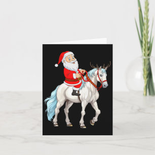 Xmas Style Reindeer Santa Riding Horse Christmas  Card