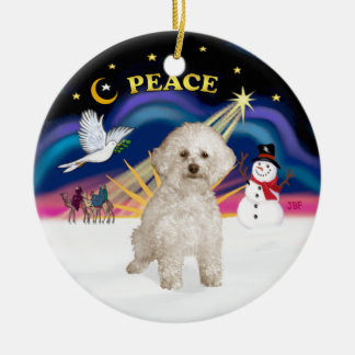 Xmas Sunrise - Bichon Frise 9 Ceramic Tree Decoration
