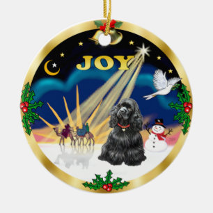 Xmas Sunrise - Black Cocker Spaniel Ceramic Tree Decoration