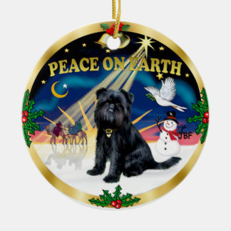 Xmas Sunrise - Brussels Griffon (red) Ceramic Tree Decoration