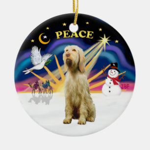 Xmas Sunrise - Spinone Italiano (wheaten) Ceramic Tree Decoration