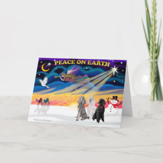Xmas Sunrise - Three Standard Poodles Holiday Card