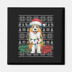 Xmas Sweater Style Ugly Australian Shepherd Dog Ch Magnet