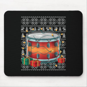 Xmas Sweater Style Ugly Musical Drum Christmas Mouse Pad