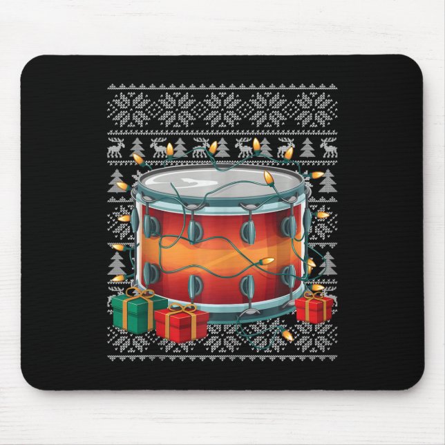 Xmas Sweater Style Ugly Musical Drum Christmas  Mouse Pad (Front)