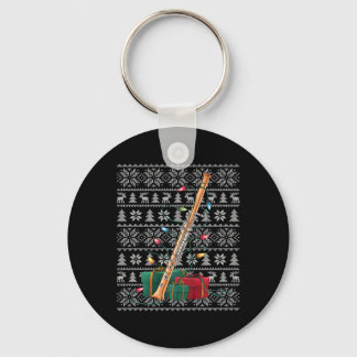 Xmas Sweater Style Ugly Musical Flute Christmas Key Ring