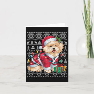 Xmas Sweater Style Ugly Santa Bichon Frise Dog Chr Card
